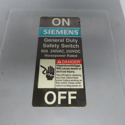Siemens GNF322 60A 240V 3P Non-Fusible Safety Disconnect Switch Type 1 Enclosure
