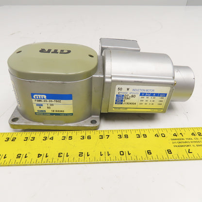 Nissei FSMN-20-20T50Z 20:1 Ratio 200/220V 3Ph Thru Shaft Right Angle Gear Motor