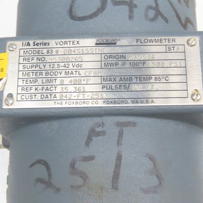 Foxboro 83W-D04S1SSTNF Vortex 4" Flow Meter 12.5-42VDC HAZLOC