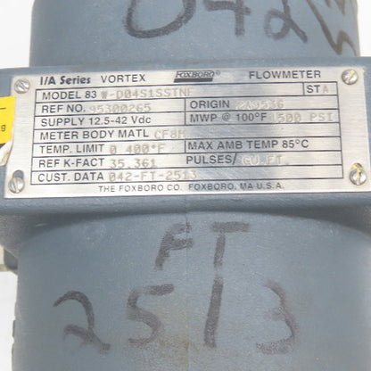 Foxboro 83W-D04S1SSTNF Vortex 4" Flow Meter 12.5-42VDC HAZLOC