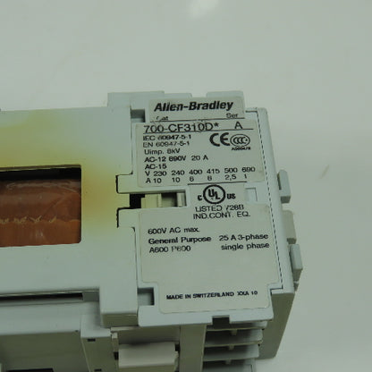 Alen Bradley 700-CF310D* SerA Contactor Relay 600VAC Max 25A 24VDC Coil Lot Of 5