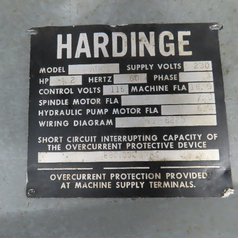 Hardinge AHC 230V 3Ph Tool Shop Turret Lathe Parts Or Repair