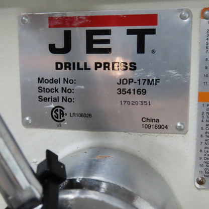Jet JDP-17MF 17" Floor Mount Drill Press 110/220V 1Ph 3/4Hp 8" Throat