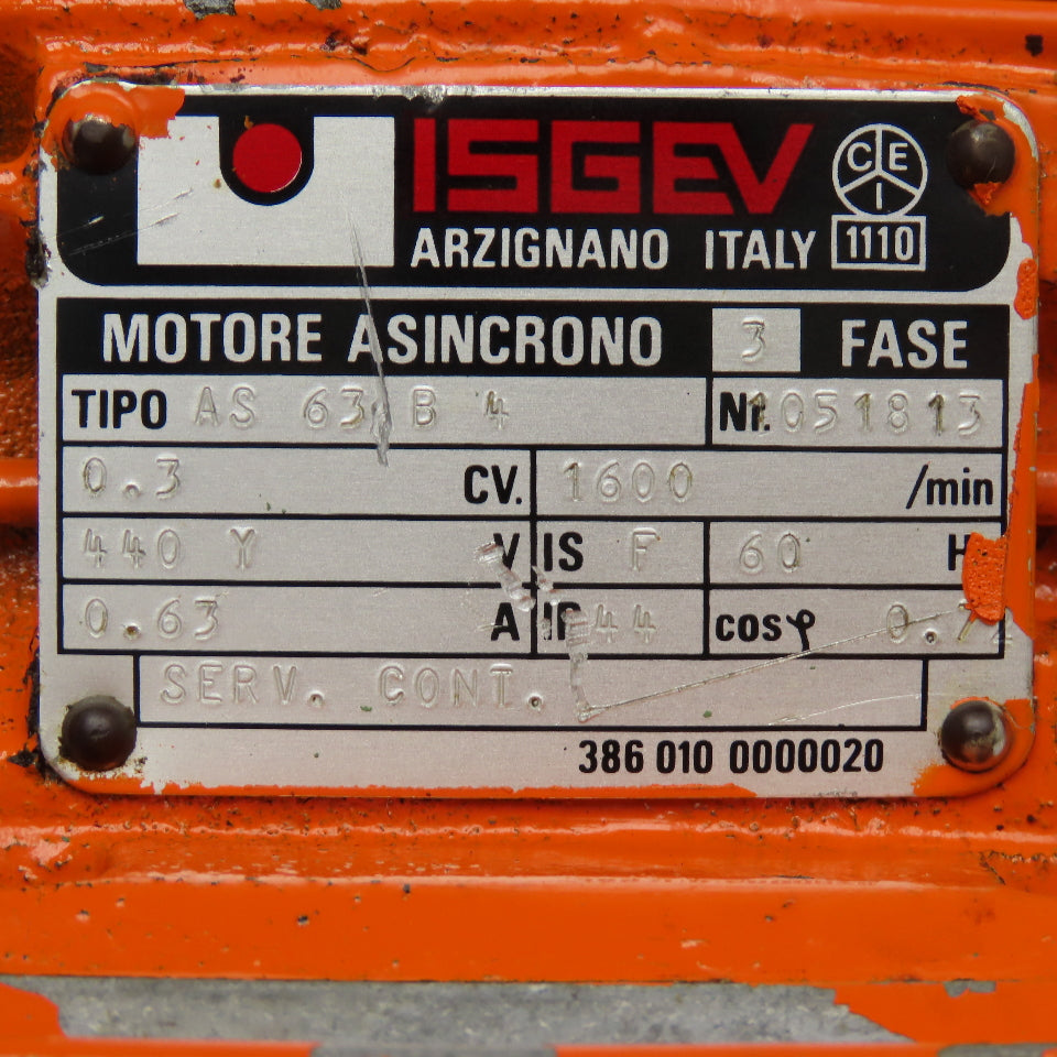 ISGEV AS63B4 .29Hp 1600RPM 440V 3Ph 60Hz Asynchronous Motor