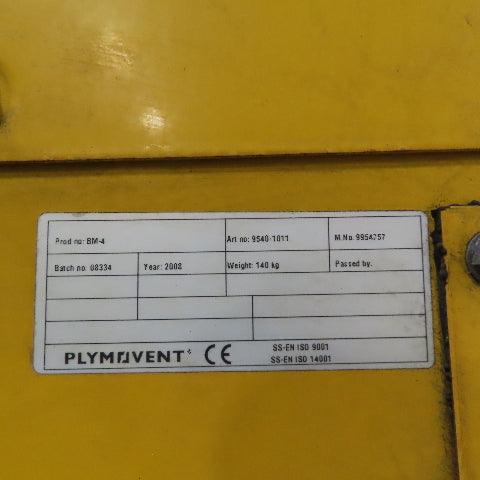 Plymovent BM-4 20Hp Dust Collector Pressure Blower Package 208-480V 2000CFM