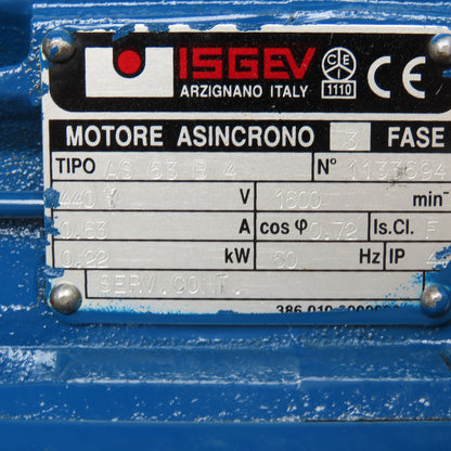 ISGEV AS63B4 28:1 Ratio 57RPM Output Gear Motor 0.22kW 440YV 60Hz