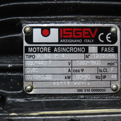 ISGEV A63B4 28:1 Ratio 57RPM Output Gear Motor 380-440V Y 3Ph 0.18/22kW 50/60Hz