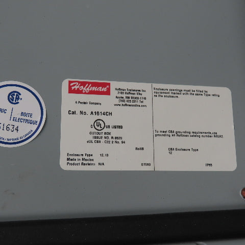 A1614CH 16"x14"x6" Electrical Enclosure With Back Plate