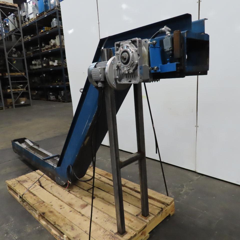 6" x 144" Incline Chip Conveyor 230/460V 3Ph 6FPM 56" Discharge Height