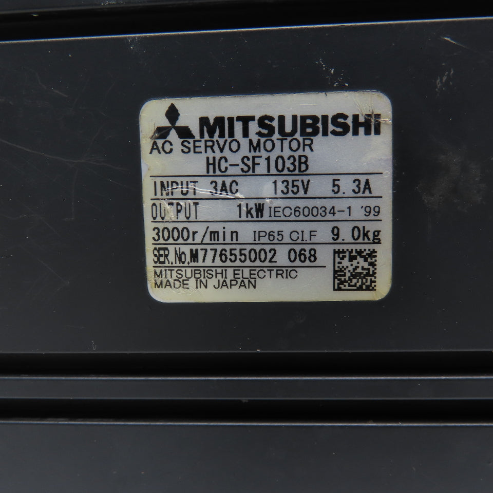 Mitsubishi HC-SF103B 1kW 3000RPM 3Ph 134V AC Servo Motor