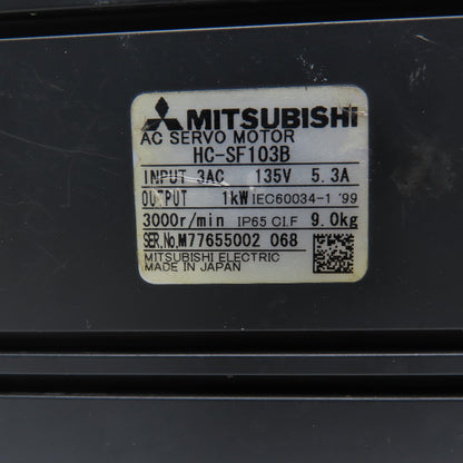 Mitsubishi HC-SF103B 1kW 3000RPM 3Ph 134V AC Servo Motor