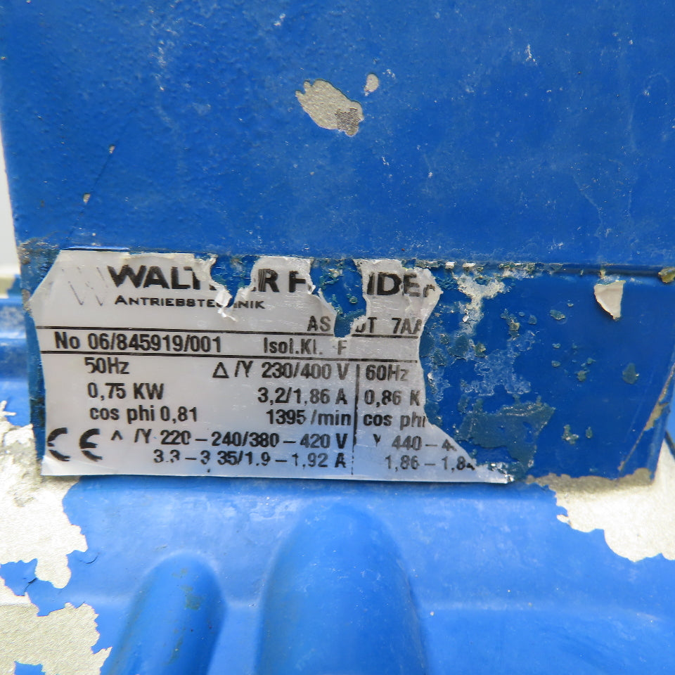 Walther Flender MI.70F .86kW 230-480V 50/60Hz 20:1 85RPM Mixer Gear Motor