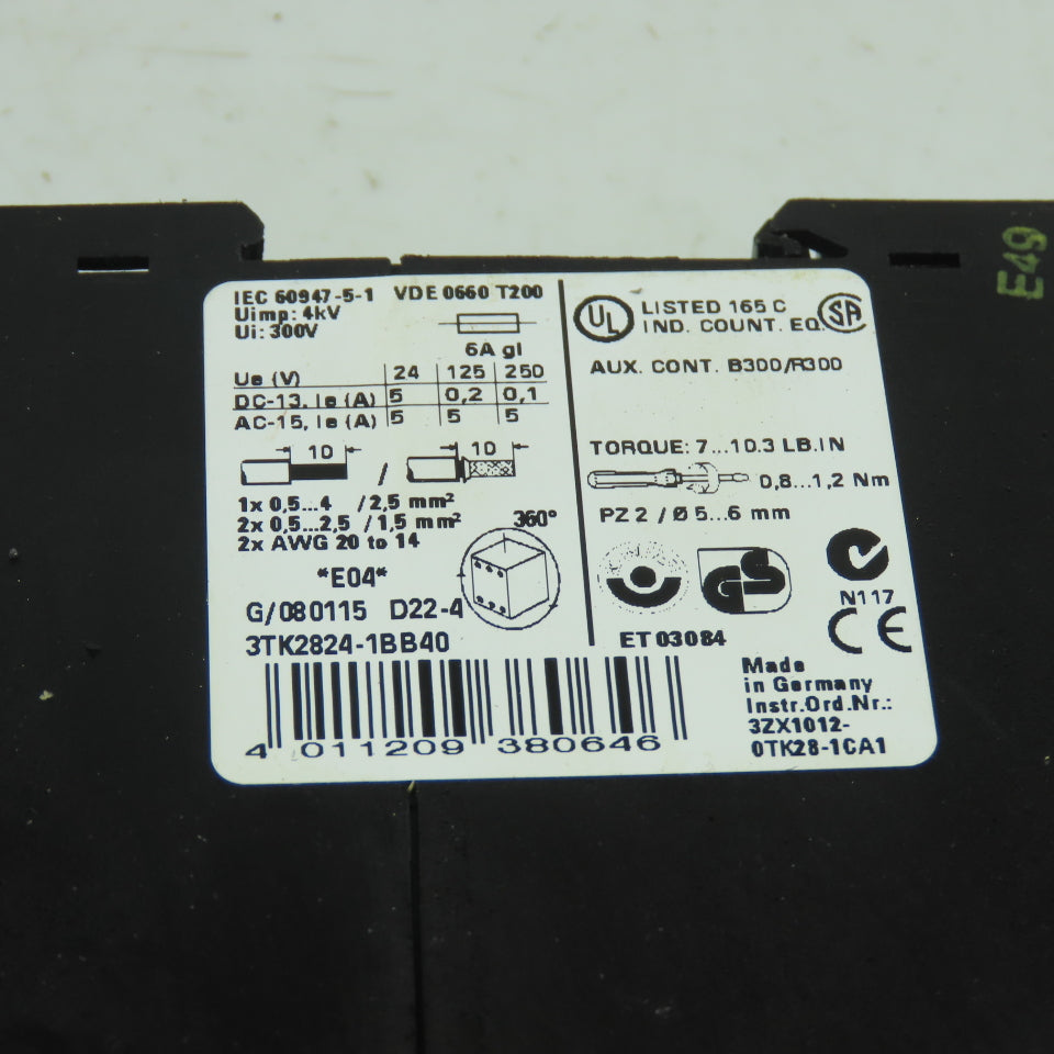 Siemens 3TK2824-1BB40 Safety Relay 24VDC
