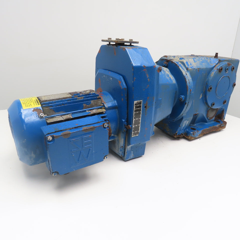 Sew 107.31:1 Ratio 3Hp 2 Speed Gear Motor Varimot Drive 3.8/18RPM Output