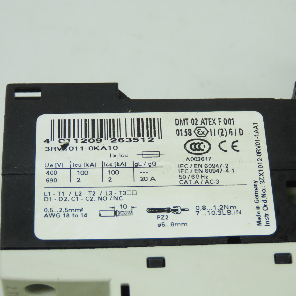 3RV1011-0KA10 690V 3R Circuit Breaker 0.9-1.25A Lot Of 4