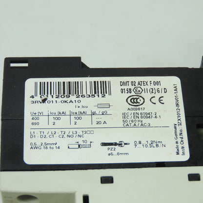 3RV1011-0KA10 690V 3R Circuit Breaker 0.9-1.25A Lot Of 4