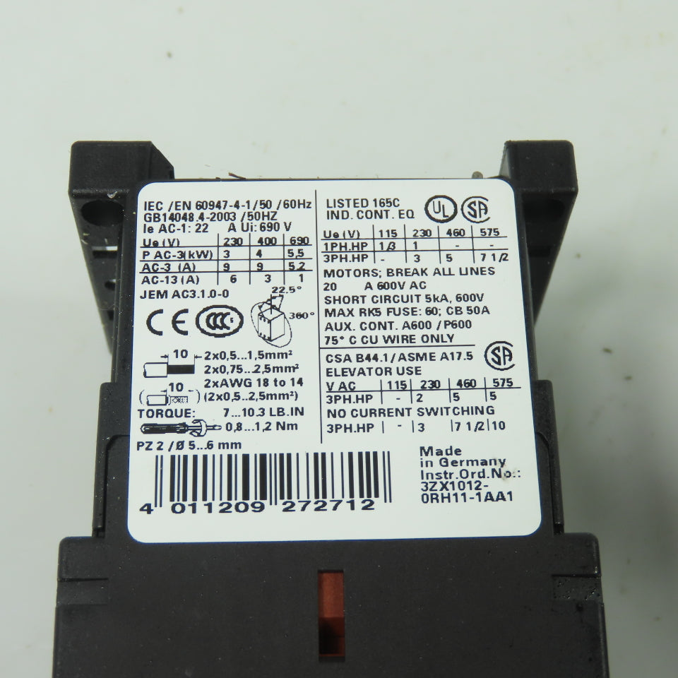 Siemens ORH11-1AA1 690V Contactor W/3RH1911-1GA04 Lot Of 4