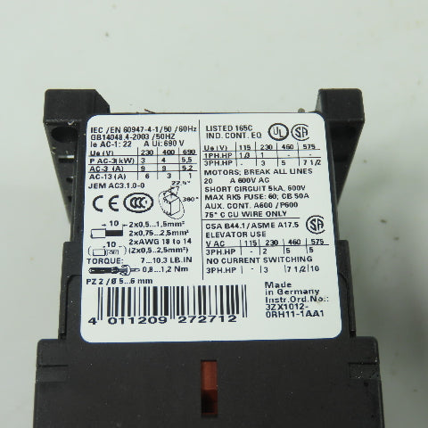 Siemens ORH11-1AA1 690V Contactor W/3RH1911-1GA04 Lot Of 4
