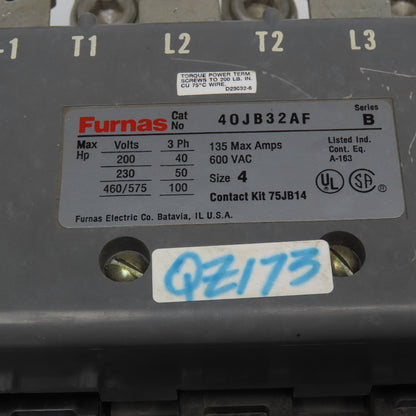 Furnas 40JB32AF Size 4 Contactor 600V 135A Max 120V Coil