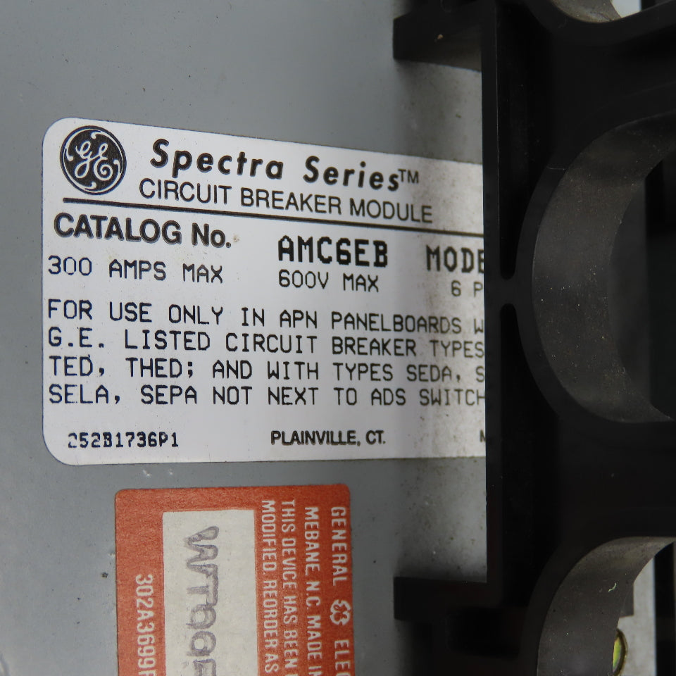 General Electric AMC6EB Spectra Series 600V 300A Fusible Plug In Module