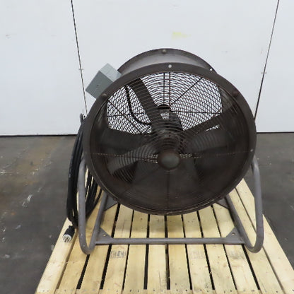 Aerovent UM-277 27" 4-Blade Tube Axial Shop Fan 3/4HP 230/460V 3PH W/ 38' Cord