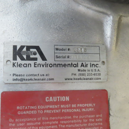 KEA 2215 1.5HP 850CFM Pedestal Mount Dust Collector W/ Bags 208-230/460V 3PH
