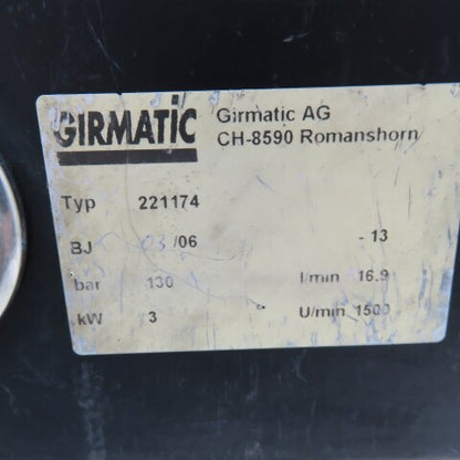 Girmatic 221174 3.5kW 1720RPM 220-480V Hydraulic Pump 16.9l/min 20L Tank