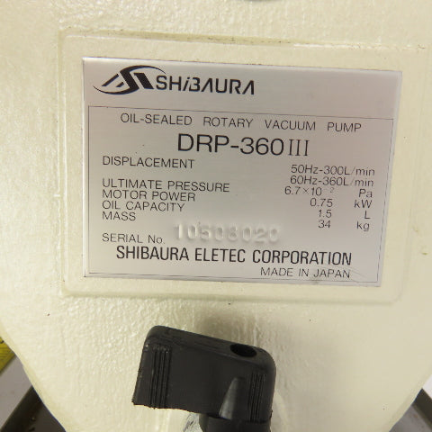 Shibaura DRP-360III 0.75kW Rotary Vacuum Pump 360 L/min 6.7x10-2 Pa 200/220V 3PH
