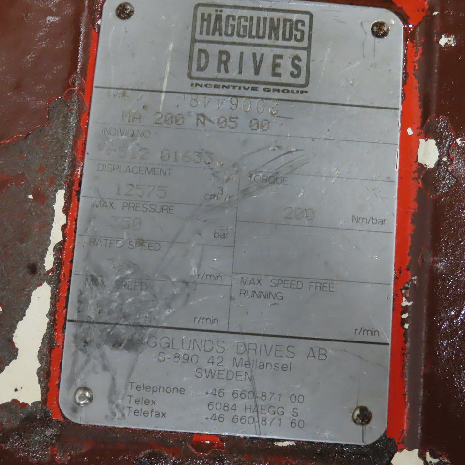Hägglunds MA 200 N 05 00 Hydraulic Drive Motor Torque 200 nm/bar 350 Bar