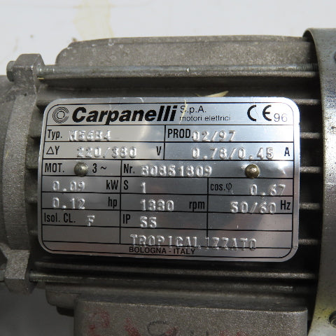 Carpanelli M56B4 3" Belt Conveyor Width Compact Drive .12Hp 3.5FPM 220/380V