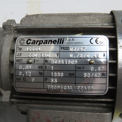 Carpanelli M56B4 3" Belt Conveyor Width Compact Drive .12Hp 3.5FPM 220/380V