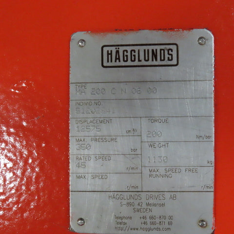 Hägglunds MA 200 C N 06 00 Hydraulic Drive Motor Torque 200 nm/bar 45RPM REBUILT