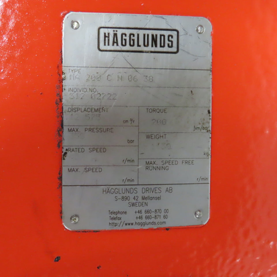 Hägglunds MA 200 C N 06 38 Hydraulic Drive Motor Torque 200 nm/bar 45RPM REBUILT