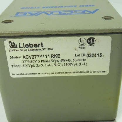 Liebert ACV277Y111 RKE 277/480V Accuvar Surge Suppression System 3Ph 50/60Hz