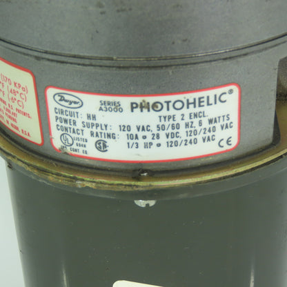 Dwyer A3000 120VAC Photohelic Pressure Switch Gauge 0-8" Water 25PSIG