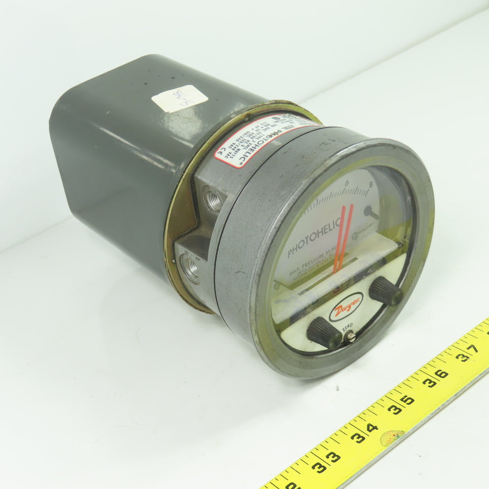 Dwyer A3000 120VAC Photohelic Pressure Switch Gauge 0-8" Water 25PSIG