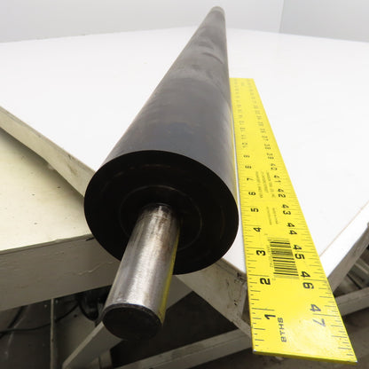 3-1/2" OD Rubber Lagged Conveyor Roller 72" Face Width 1" Axle 77" OAL
