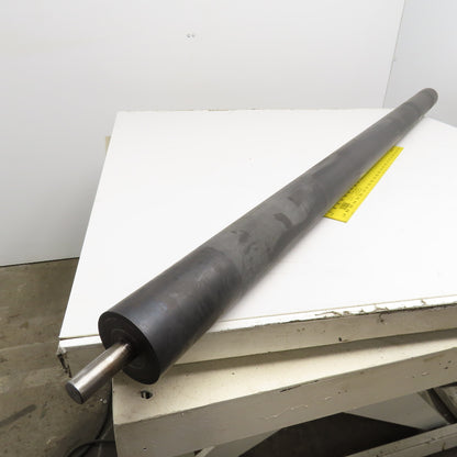 3-1/2" OD Rubber Lagged Conveyor Roller 72" Face Width 1" Axle 77" OAL