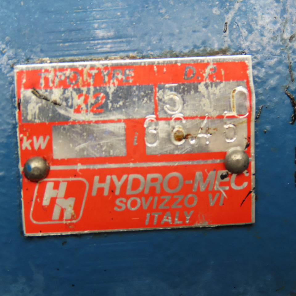 Hydro-Mec Type 22 36.45:1 Ratio Gear Motor 46.6RPM Output .9kW 220-480V 50/60Hz
