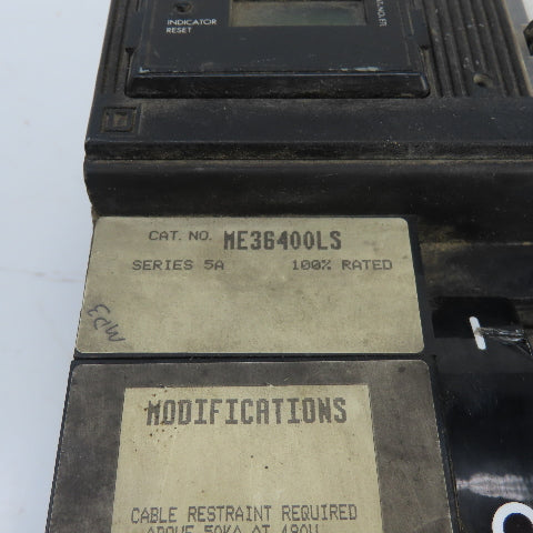 Square D ME36400LS 400A Circuit Breaker W/Micrologic Trip Unit RP100 600VAC