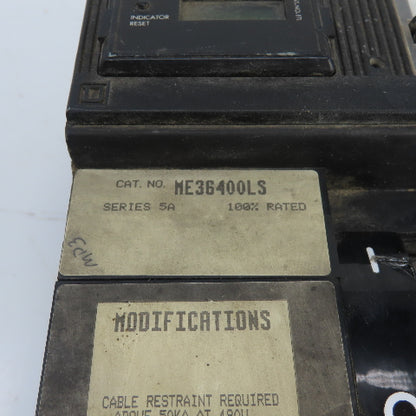Square D ME36400LS 400A Circuit Breaker W/Micrologic Trip Unit RP100 600VAC