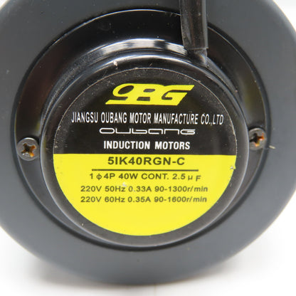 Oubang 5IK40RGN-C 220V 50/60Hz 1300/1600RPM 2 Speed Gear Motor 7.5:1 Ratio