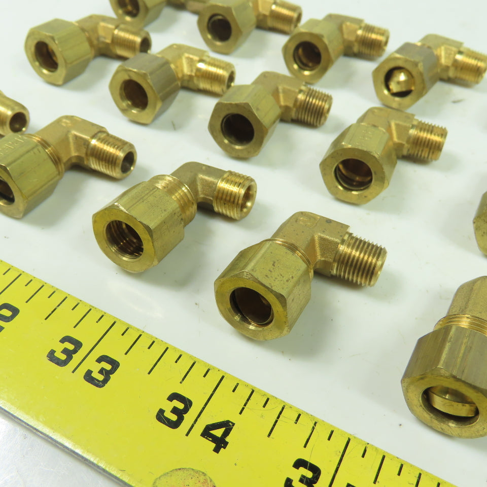 Brass Compression 90° Elbow 1/8" NPT x 1/4" OD Tubing Lot Of 15