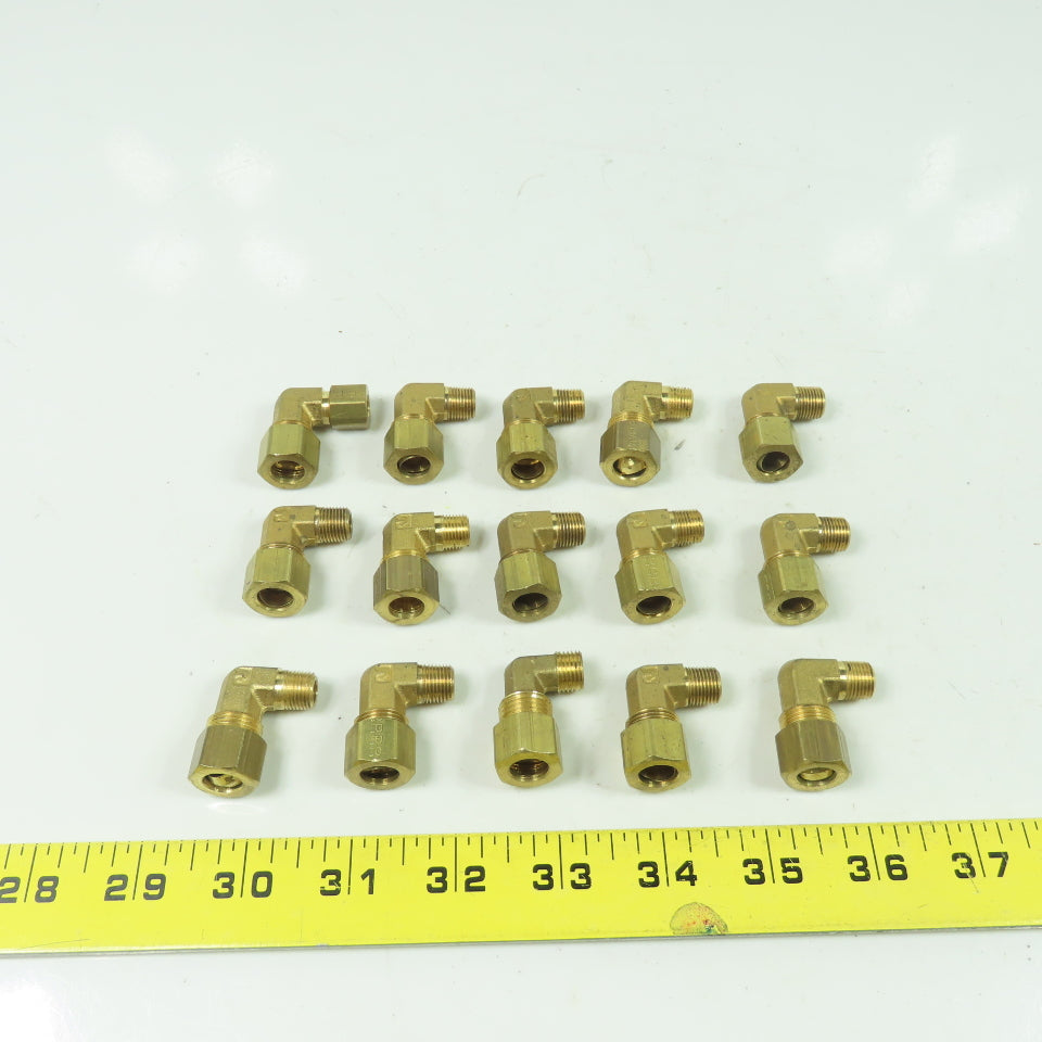 Brass Compression 90° Elbow 1/8" NPT x 1/4" OD Tubing Lot Of 15
