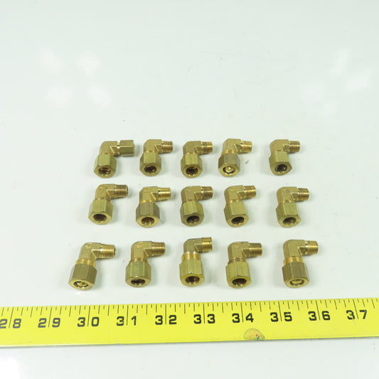 Brass Compression 90° Elbow 1/8" NPT x 1/4" OD Tubing Lot Of 15