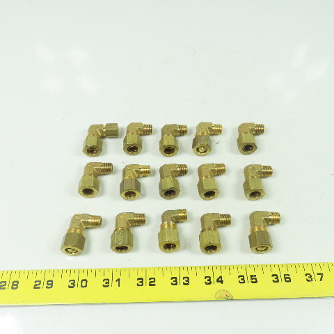 Brass Compression 90° Elbow 1/8" NPT x 1/4" OD Tubing Lot Of 15