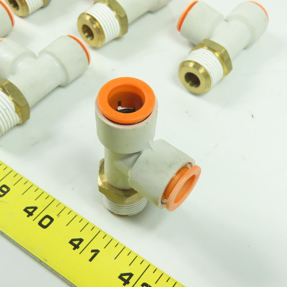 SMC 1/2" NPT x 1/2"x1/2" Push To Connect Run Tee Lot Of 10