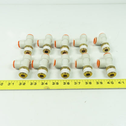 SMC 1/2" NPT x 1/2"x1/2" Push To Connect Run Tee Lot Of 10