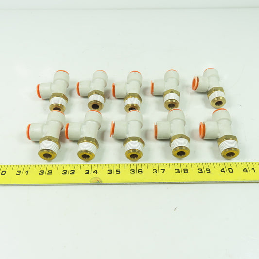 SMC 1/2" NPT x 1/2"x1/2" Push To Connect Run Tee Lot Of 10