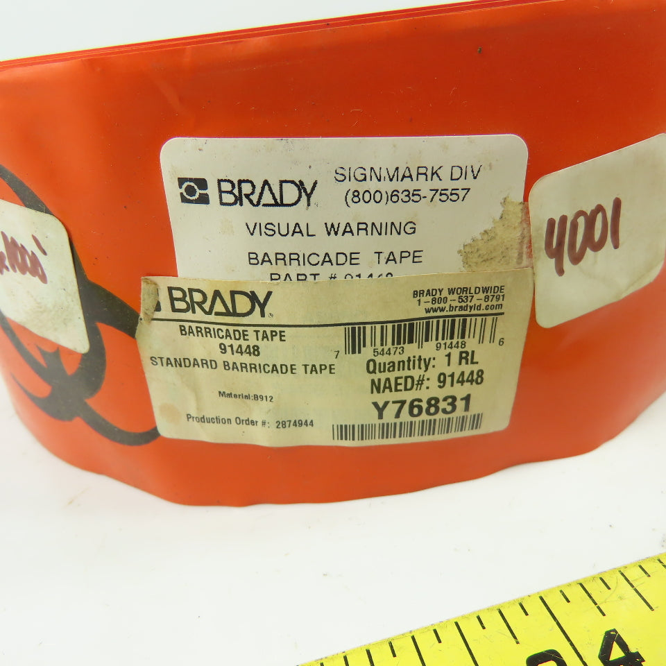 Brady 91448 CAUTION BIOHAZARD Orange Barricade Tape